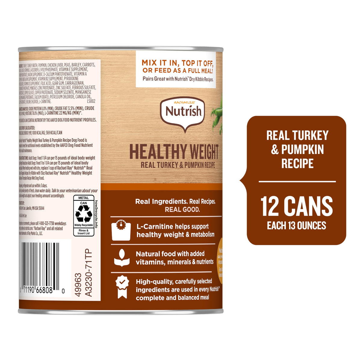 Nutrish Beef Paté Wet Dog Food, 13 oz. Can, 12 Pack (Rachael Ray)