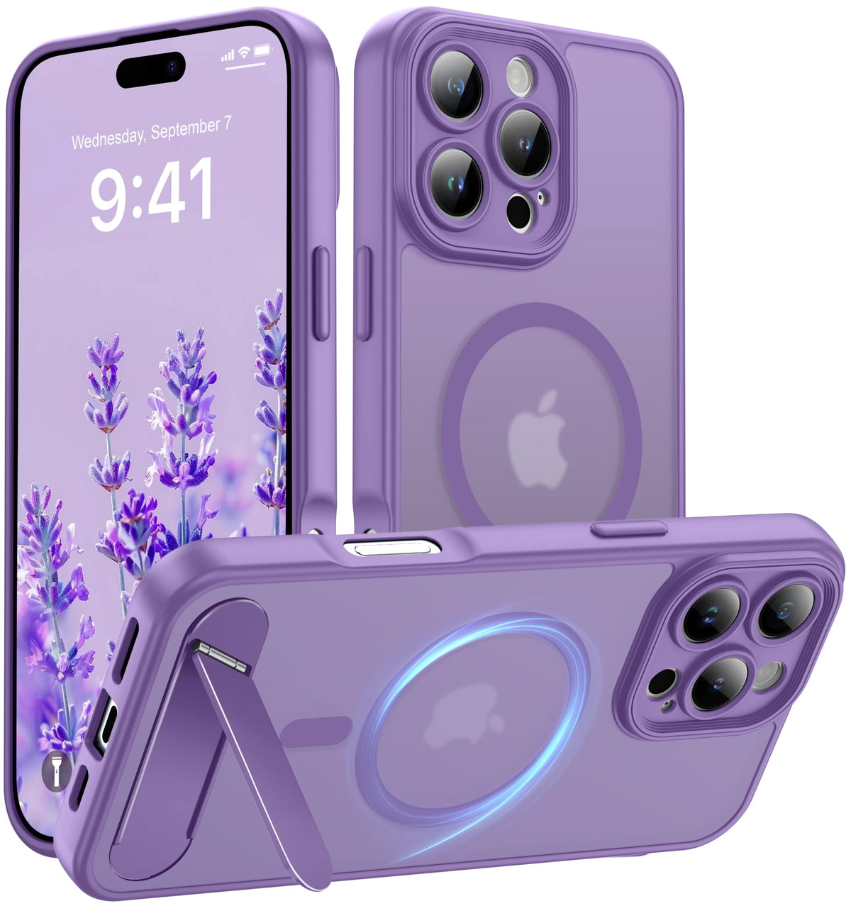Magnetic Compatible with iPhone 16 Case, [Built-in Kickstand][Full Camera Protection][Compatible with MagSafe][Anti-Fingerprint] Shockproof Phone Case for iPhone 16 6.1",Brown