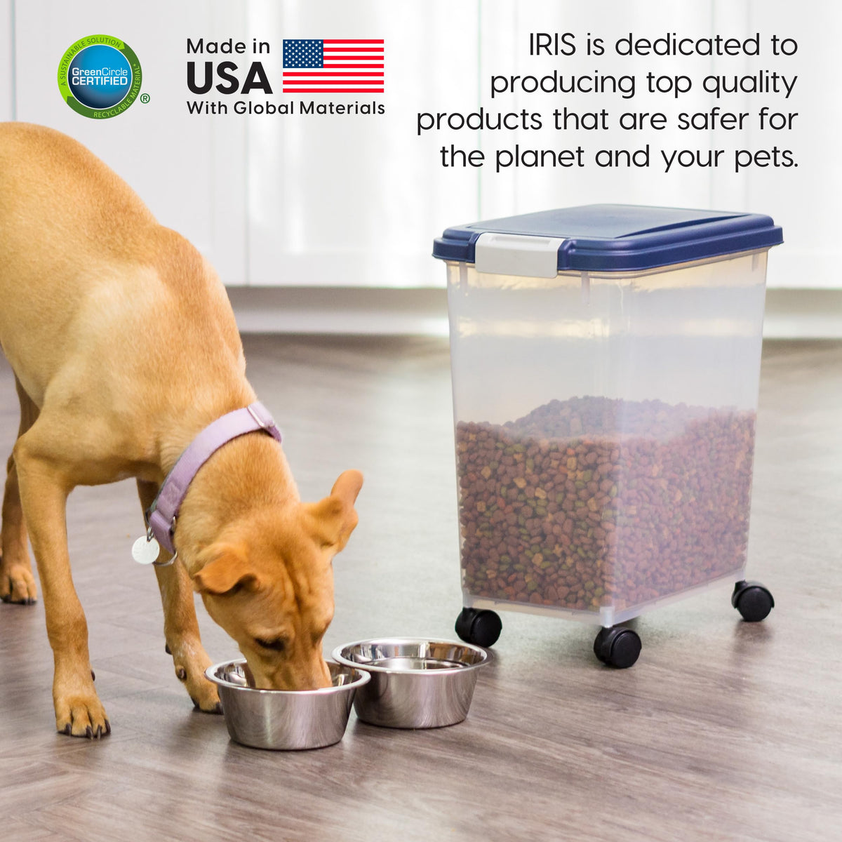 IRIS USA Dog Food Storage Container, Airtight, 30 lb Capacity, Wheels