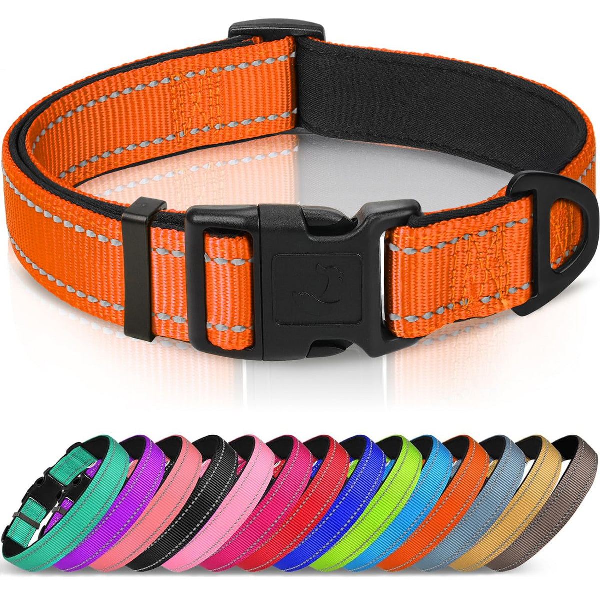 Joytale Reflective Dog Collar, Adjustable Neoprene Padded, Teal M