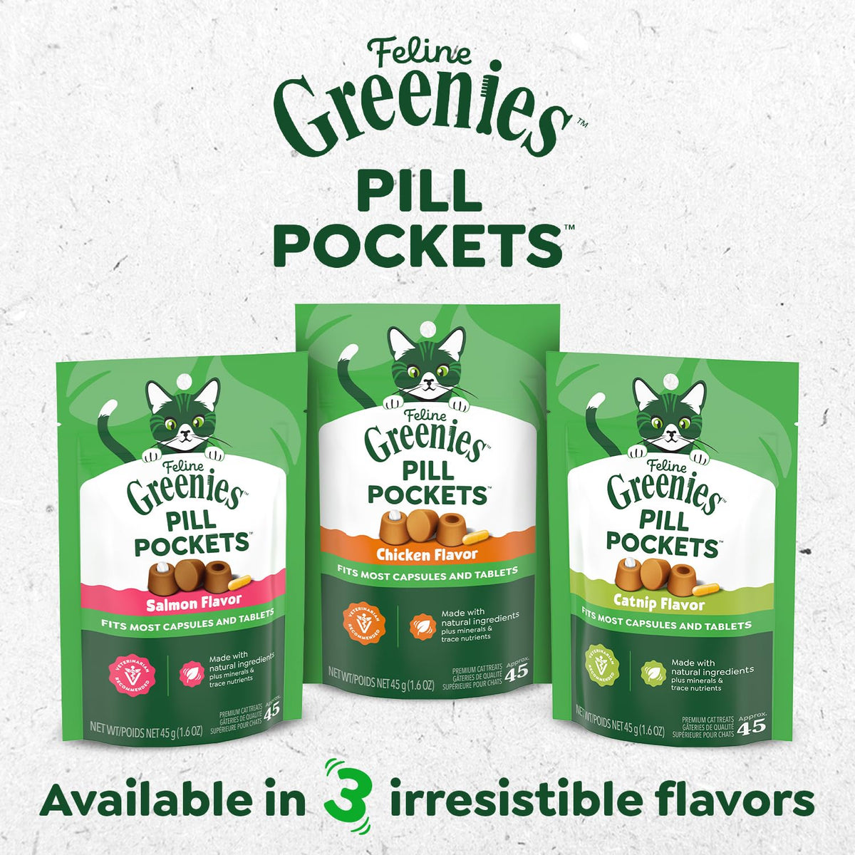 Greenies Feline Pill Pockets Soft Cat Treats, Chicken Flavor, 85 count
