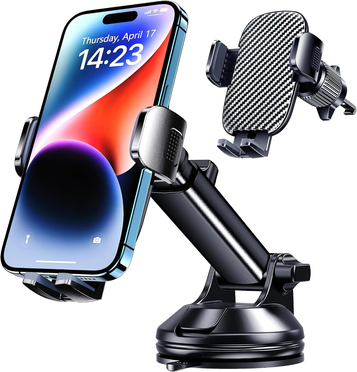 Qifutan Car Phone Holder Mount Phone Mount for Car Windshield/Dashboard/Air Vent Holder for iPhone & Android Smartphone, 360° Adjustable, Cell Phone Camera Mounts