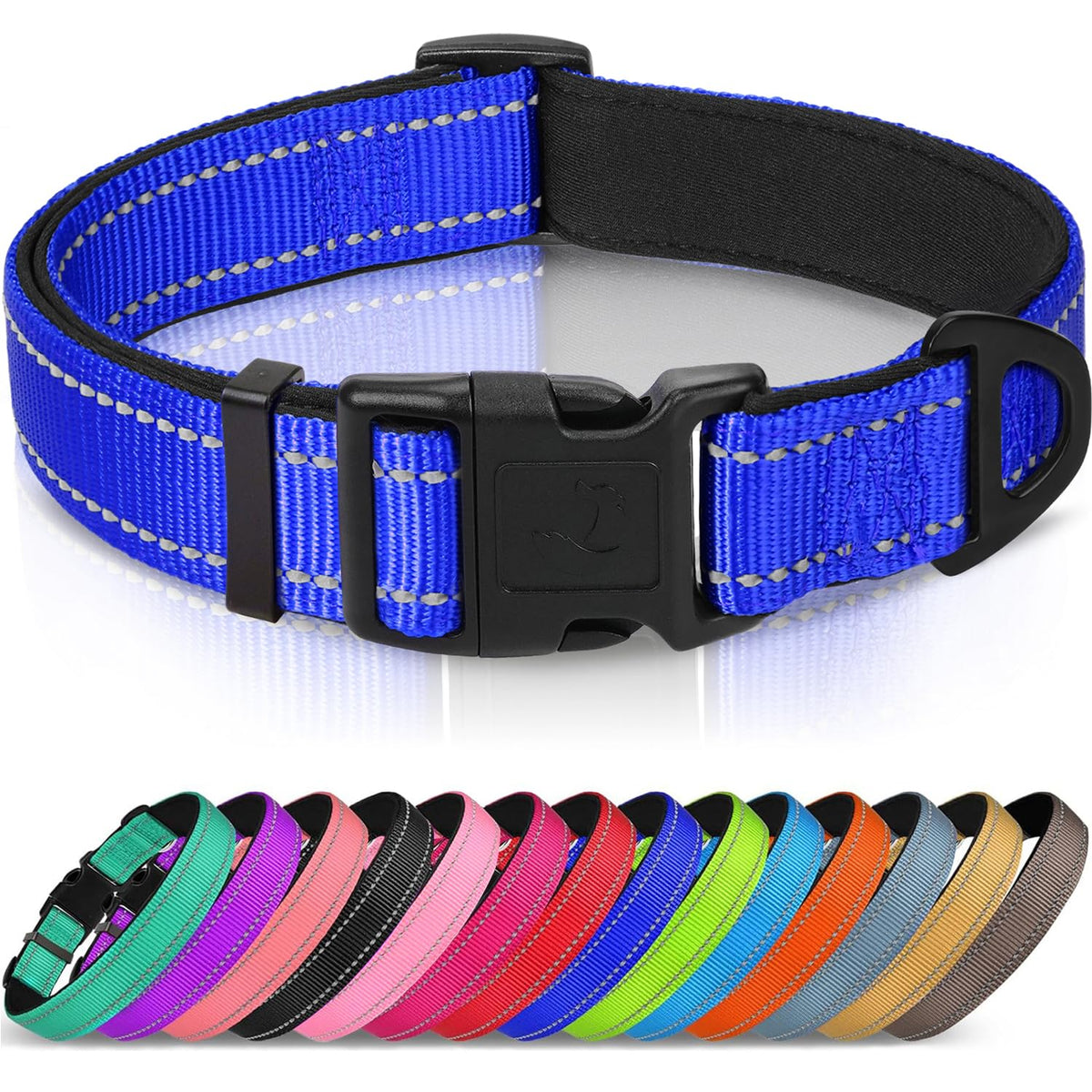 Joytale Reflective Dog Collar, Adjustable Neoprene Padded, Teal M