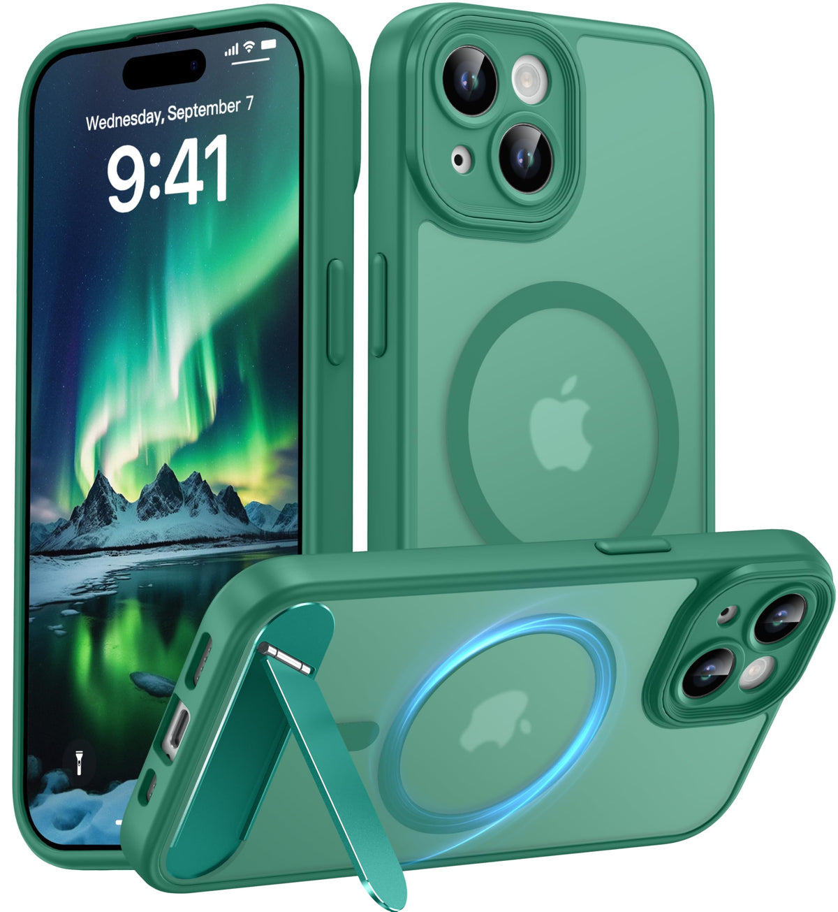 Magnetic Compatible with iPhone 16 Case, [Built-in Kickstand][Full Camera Protection][Compatible with MagSafe][Anti-Fingerprint] Shockproof Phone Case for iPhone 16 6.1",Brown