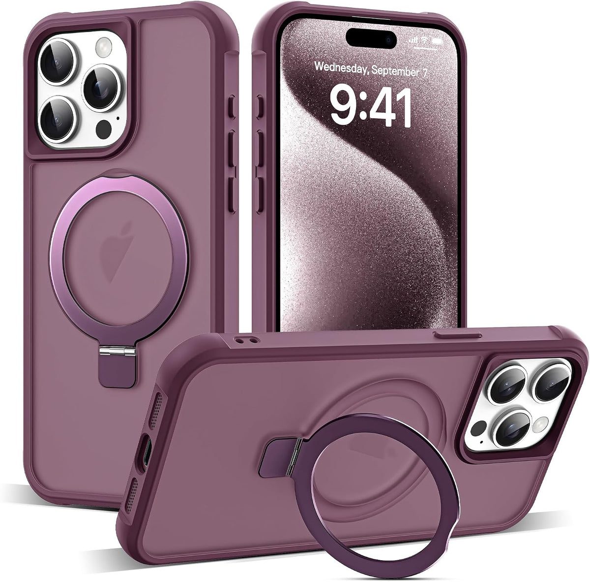 SKYLMW Compatible with iPhone 16 Pro Max Case with Stand,Rose