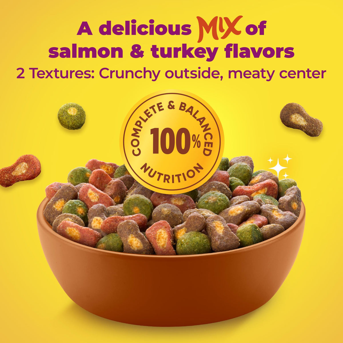 Meow Mix Tender Centers, Dry Cat Food, Salmon & Turkey Flavors, 4 Bags