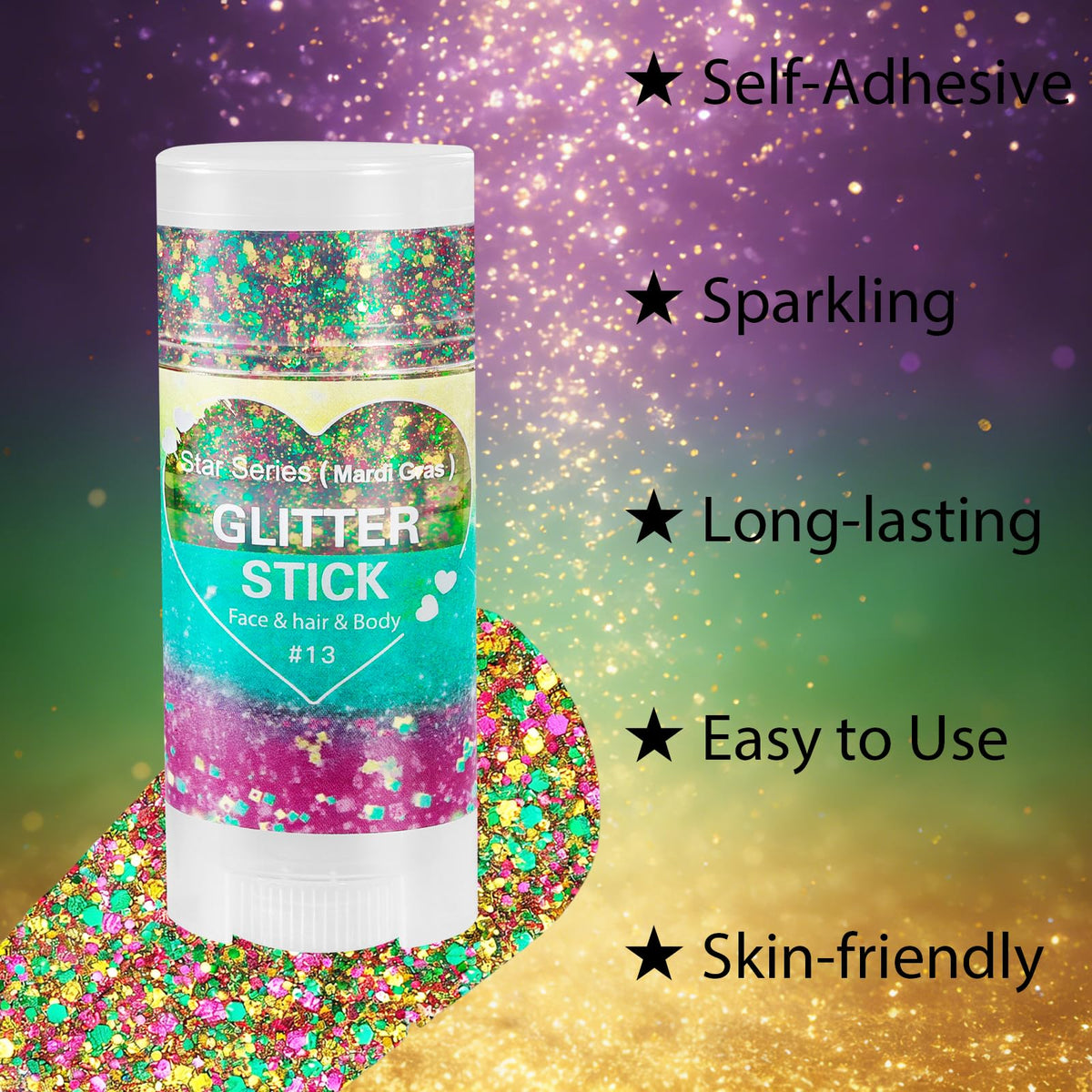 Mysense Red Face Hair Body Glitter Stick,Halloween Cosplay Sparkling Sequins Chunky Glitter Makeup,Festival Rave Concert Outfit Accessories for Women Girls Kids