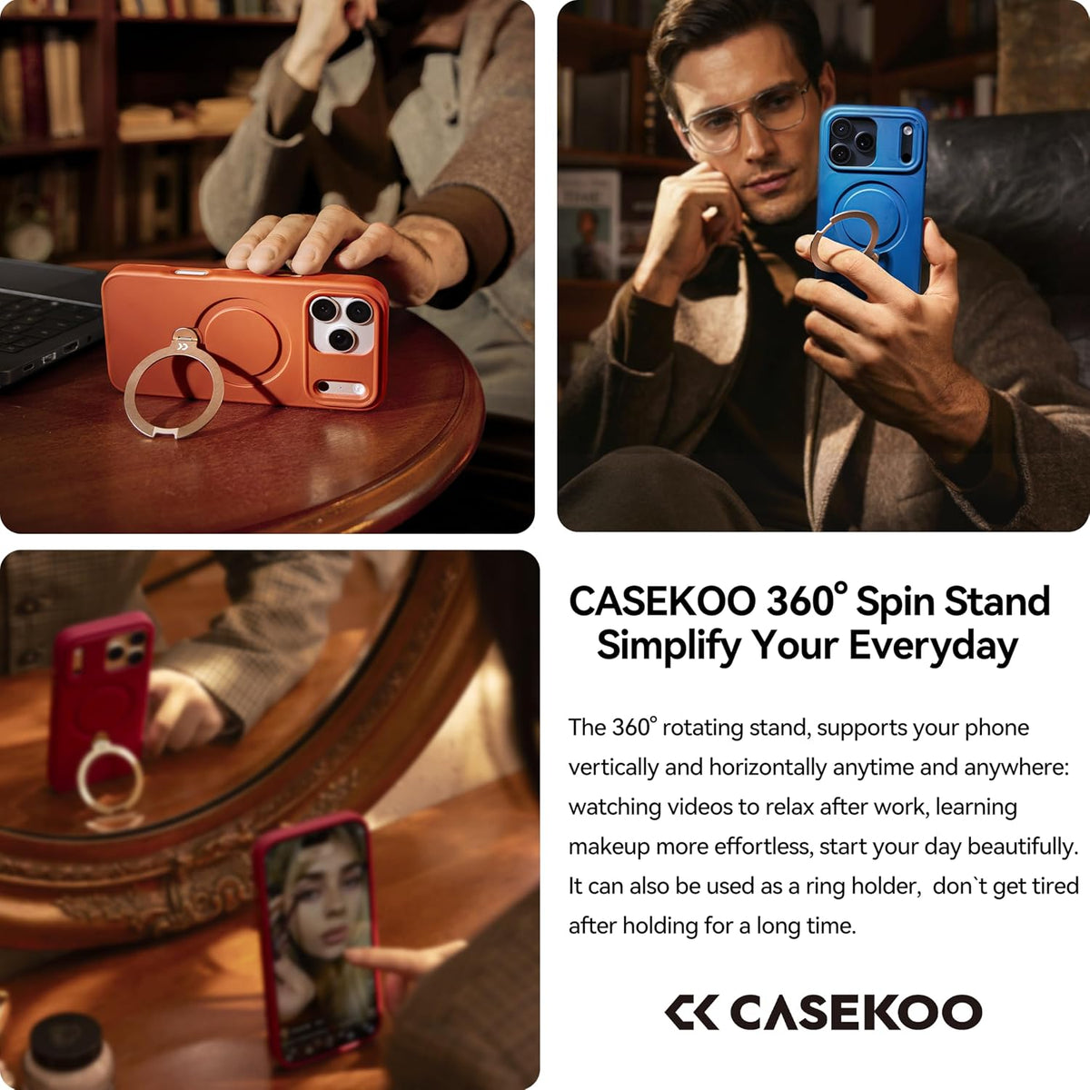 CASEKOO Marine Blue for iPhone 17 Pro Max Case with Spin Magnetic Stand