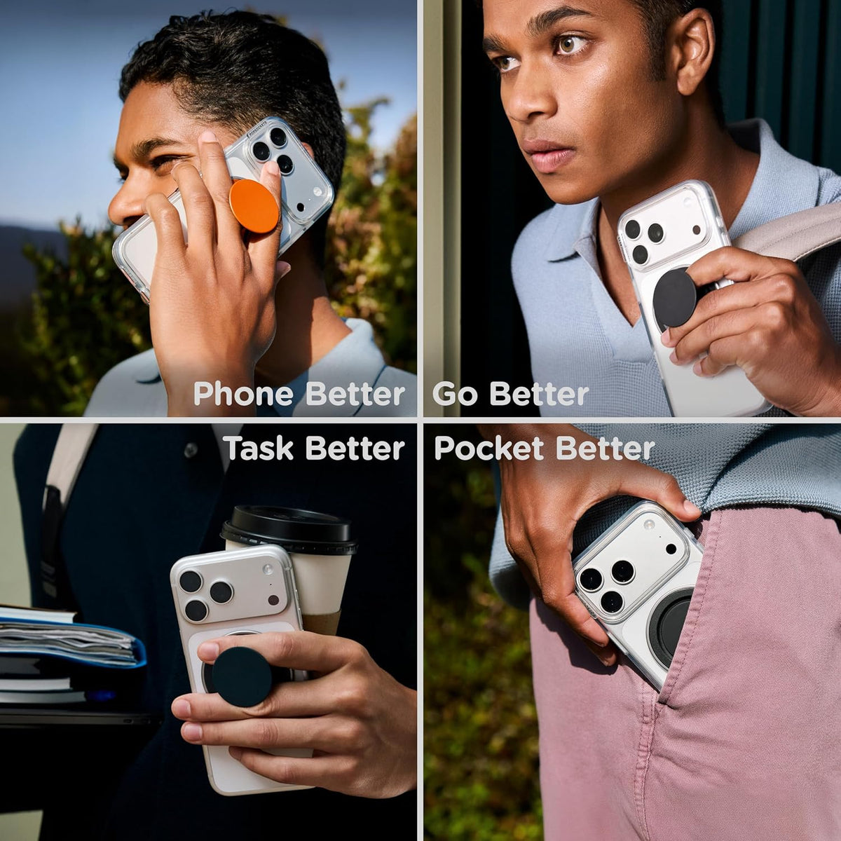PopSockets Low-Pro Grip for MagSafe, Thin Profile- Black