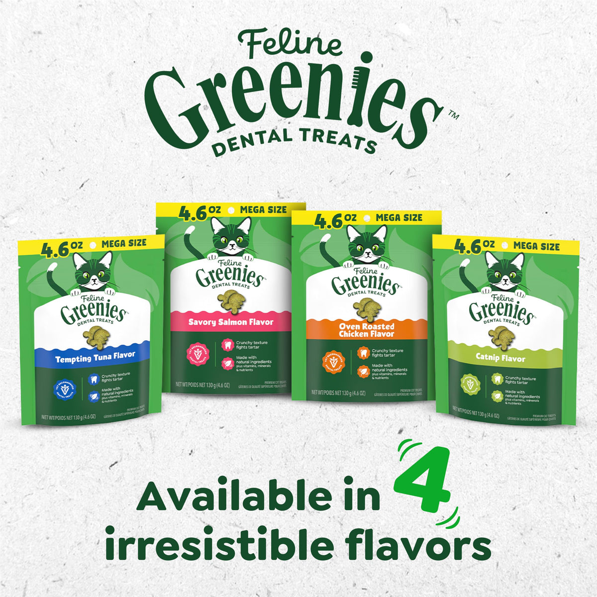 Greenies Feline Natural Dental Cat Treats, Catnip Flavor, 4.6 oz