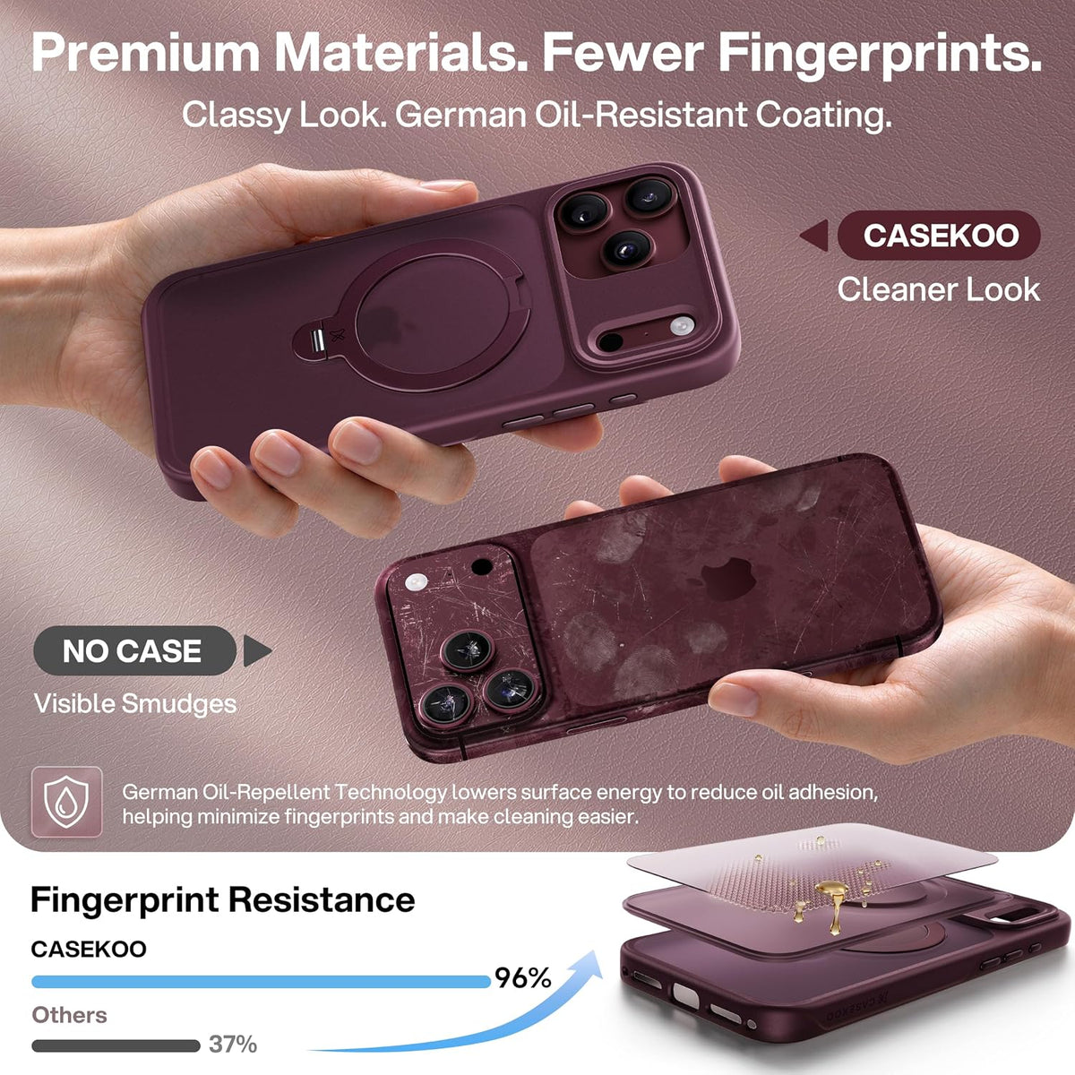 CASEKOO Marine Blue for iPhone 17 Pro Max Case with Spin Magnetic Stand