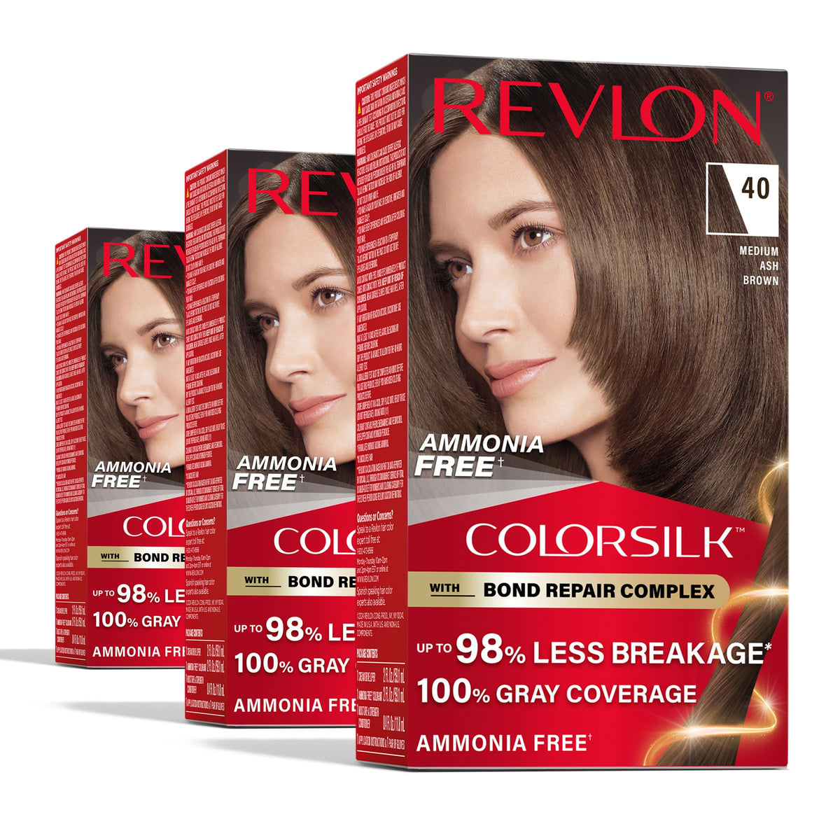 Revlon ColorSilk with Bond Repair Hair Color, 51 Light Brown, 3pk