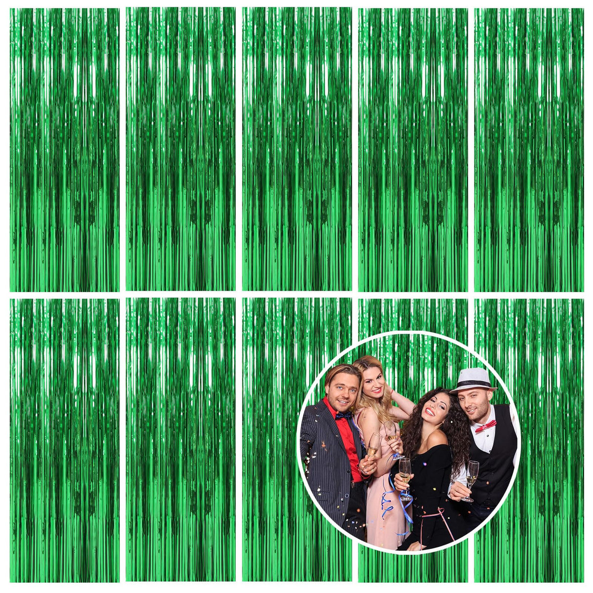 10 Pack Foil Curtain Backdrop Gold Metallic Tinsel Foil Fringe Curtains Photo Booth Props for Birthday Wedding Engagement Baby Shower Bachelorette Christmas Holiday Celebration Party Decorations