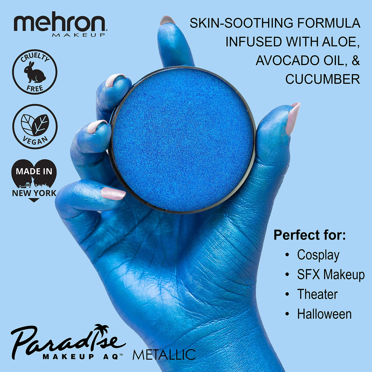 Mehron Makeup Paradise AQ - WHITE, Water-Activated Face & Body Paint