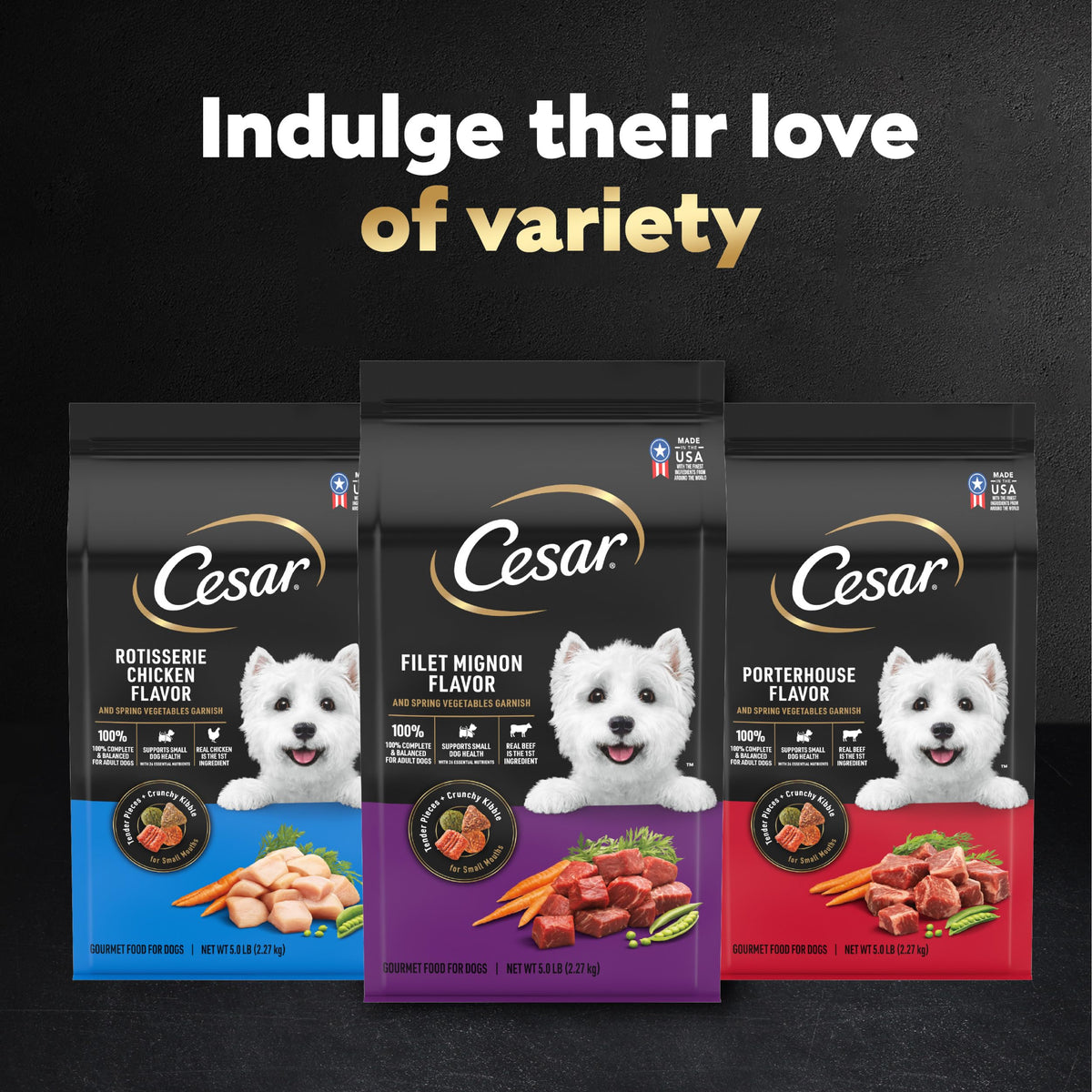 Cesar Small Breed Dry Dog Food, Chicken & Spring Vegetables Flavor, 2.7 lb