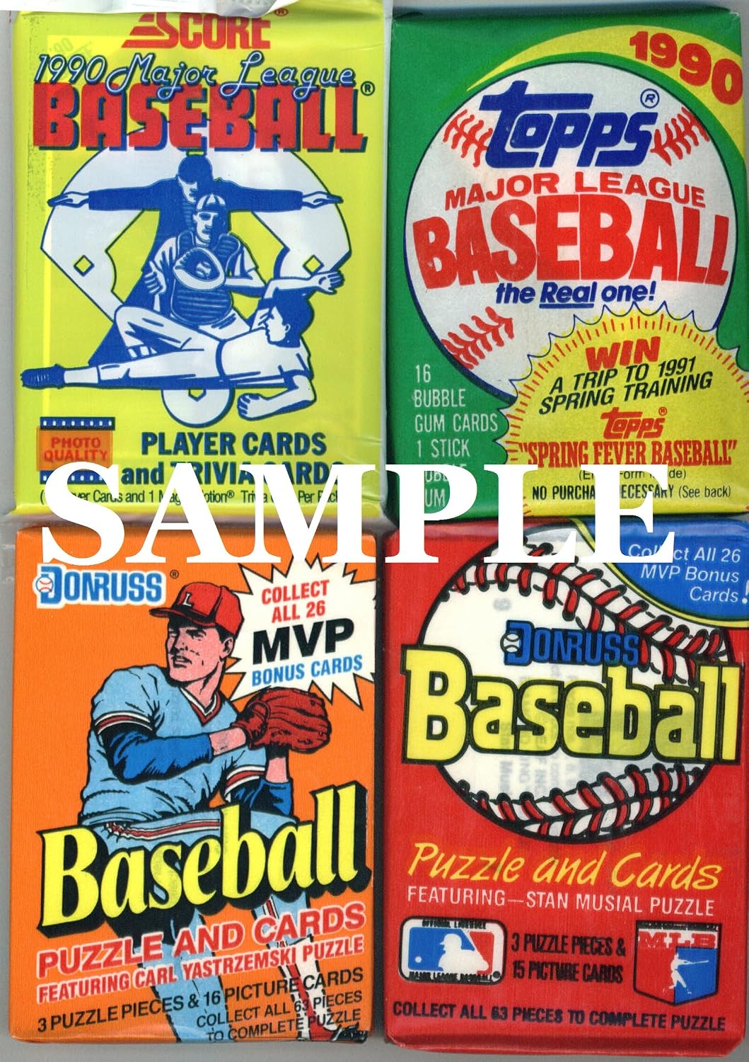 100 Vintage Baseball Cards in Old Sealed Wax Packs - Perfect for New Collectors