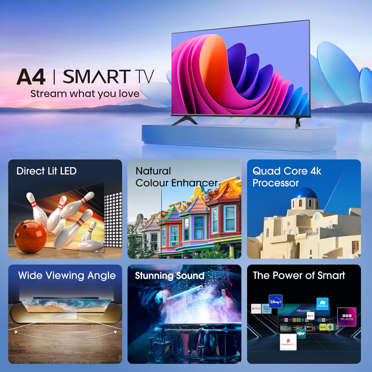 Hisense 40 Inch 40E4QTUK FHD LED TV with Freely