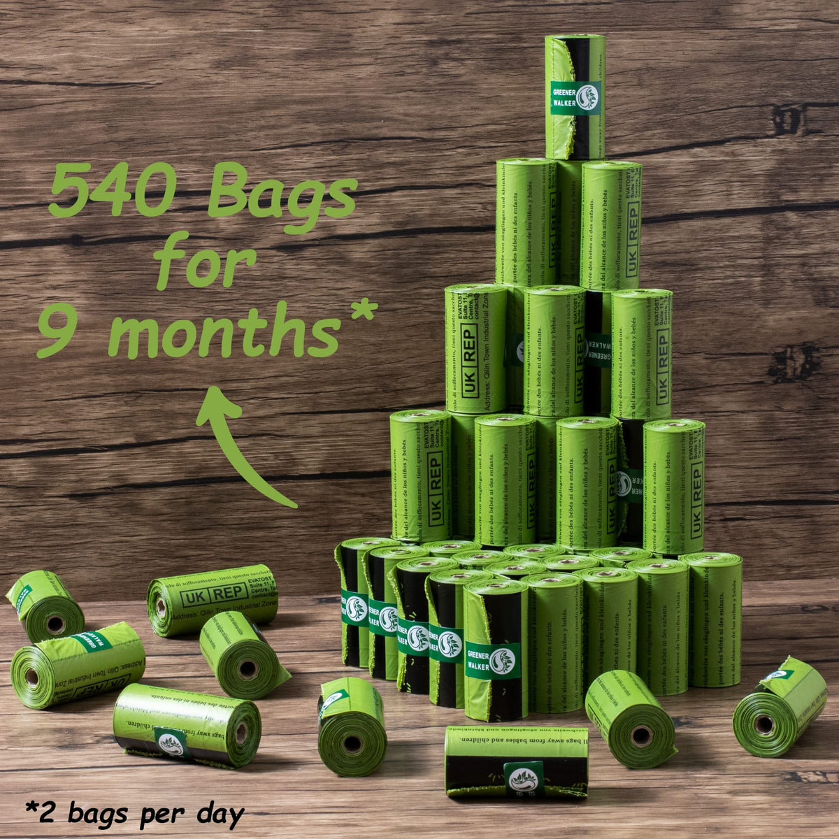 GREENER WALKER Poop Bags for Dog Waste-540 Bags,Extra Thick Strong 100% Leak Proof Dog waste Bags (Deep Green)