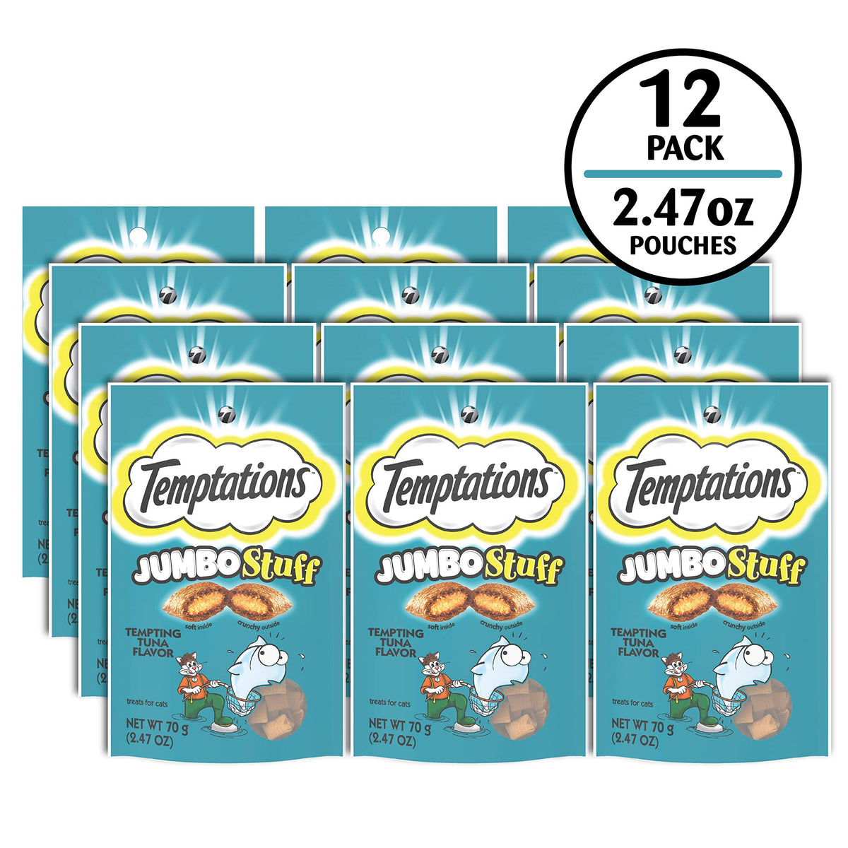 Temptations Jumbo Stuff Crunchy & Soft Cat Treats, Tuna, 5.3 oz, 10 Pack