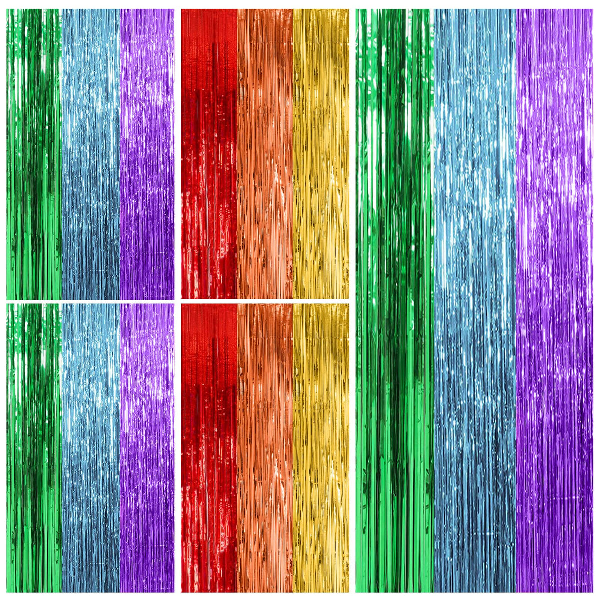 10 Pack Foil Curtain Backdrop Gold Metallic Tinsel Foil Fringe Curtains Photo Booth Props for Birthday Wedding Engagement Baby Shower Bachelorette Christmas Holiday Celebration Party Decorations
