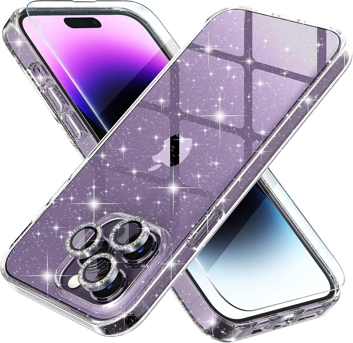 Choiche for iPhone 16 Pro Case Clear Women Girly (Glitter Gold)