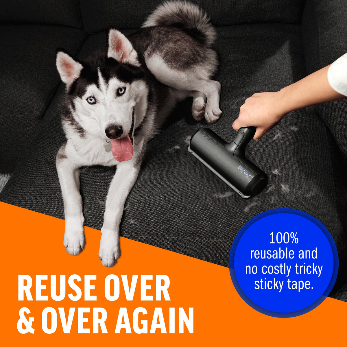 ChomChom Roller Pet Hair Remover – Original Size Reusable Lint Roller for Cat & Dog Hair on Furniture, Couch, Carpet, Car, Rugs & Bedding – Portable, Eco-Friendly (White)