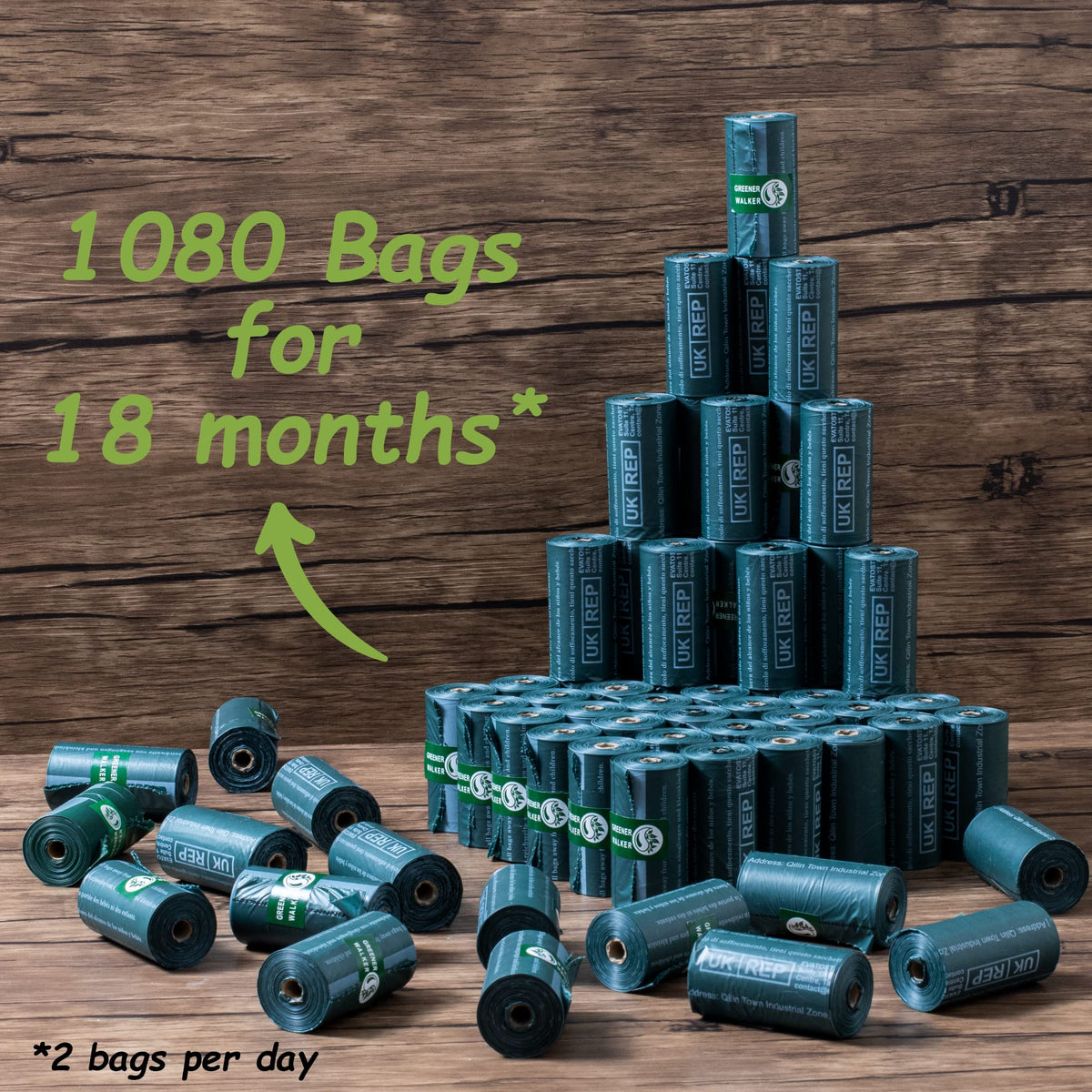 GREENER WALKER Poop Bags for Dog Waste-540 Bags,Extra Thick Strong 100% Leak Proof Dog waste Bags (Deep Green)
