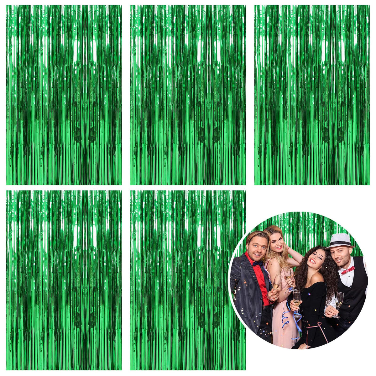10 Pack Foil Curtain Backdrop Gold Metallic Tinsel Foil Fringe Curtains Photo Booth Props for Birthday Wedding Engagement Baby Shower Bachelorette Christmas Holiday Celebration Party Decorations