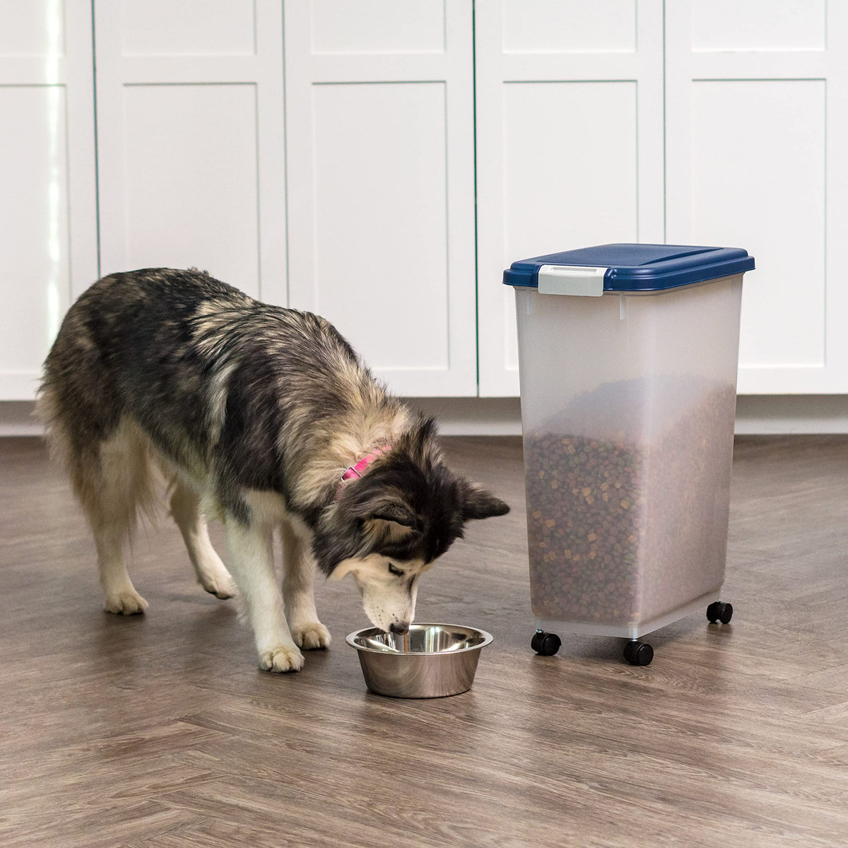 IRIS USA Dog Food Storage Container, Airtight, 30 lb Capacity, Wheels