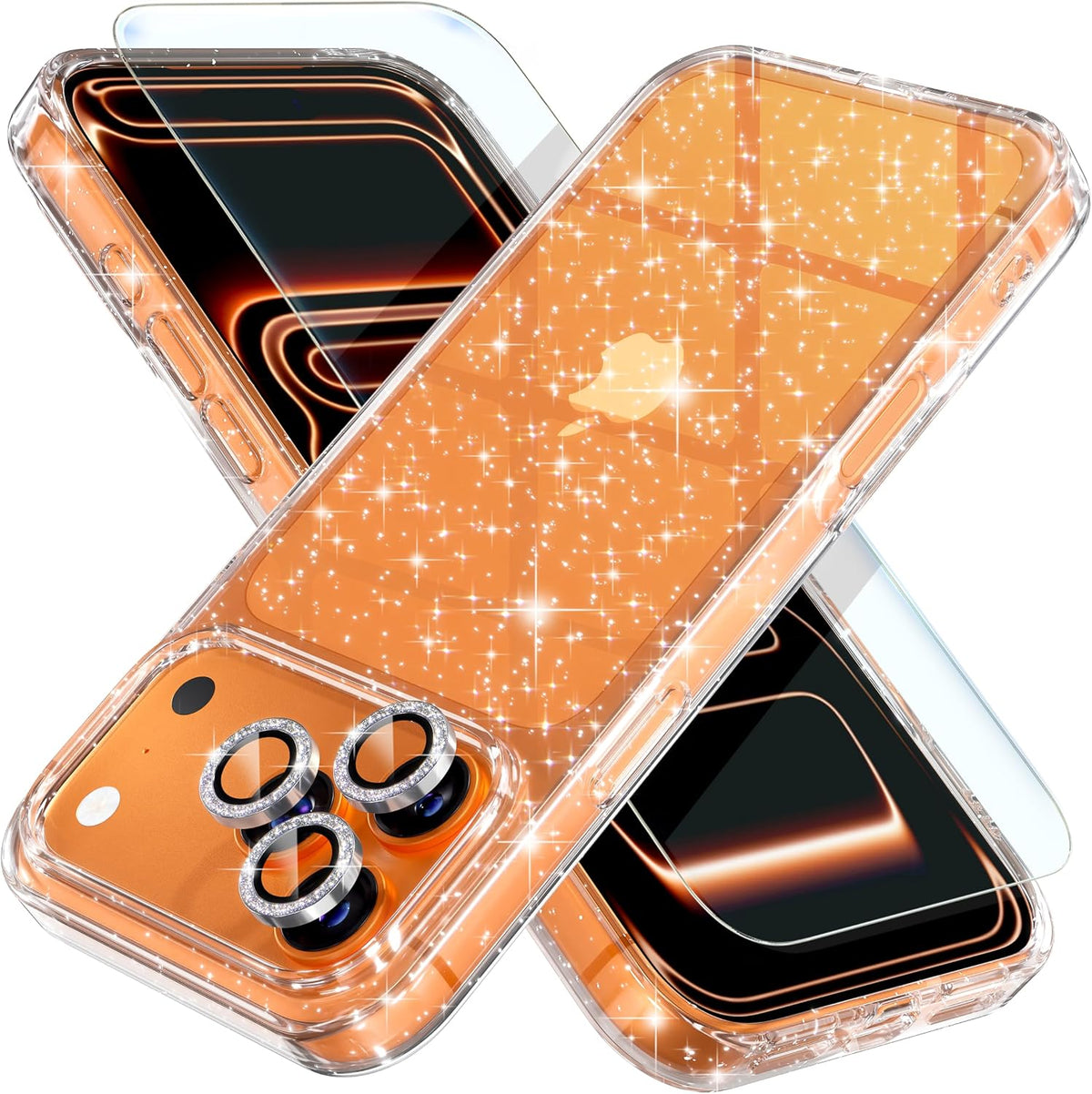 Choiche for iPhone 16 Pro Case Clear Women Girly (Glitter Gold)