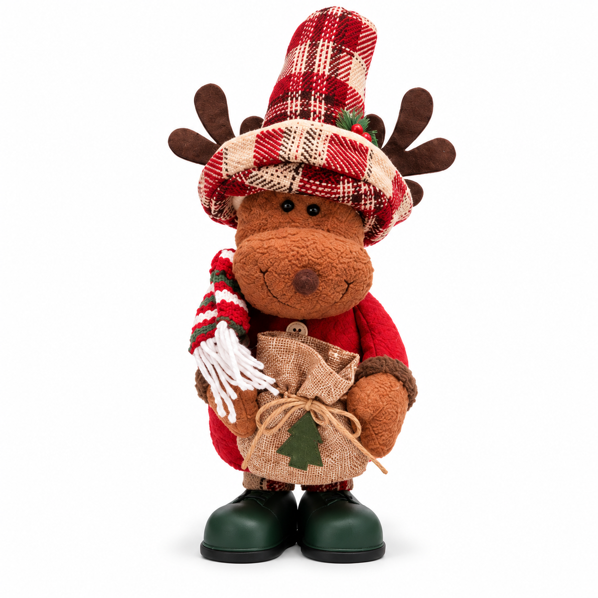 【Free Shipping】Rustic Christmas Standing Figure with Plaid Hat – Santa, Snowman or Reindeer-Home Limited Time 40% Off