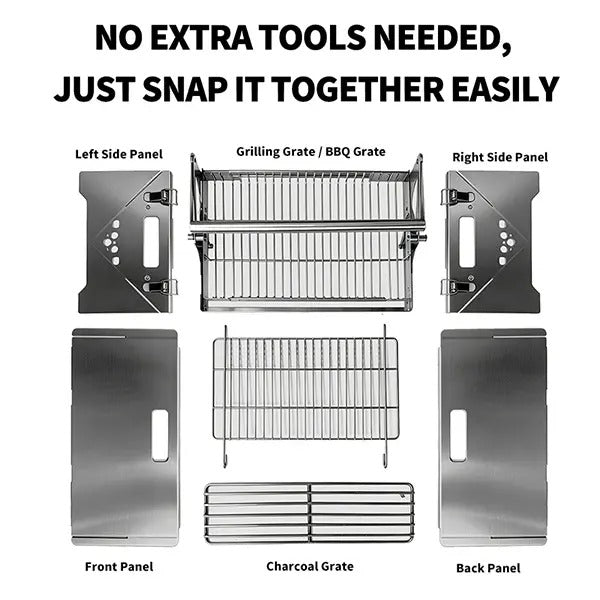 Portable Foldable Stainless Steel BBQ Grill, Manual 360° Rotatable Flip Grill for Camping Picnic Outdoor Cooking