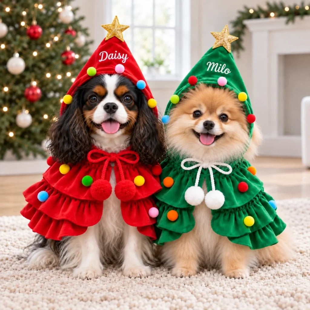 Christmas Gifts For Dogs, Cats, Pet Lovers - Personalized Pet Christmas Cape
