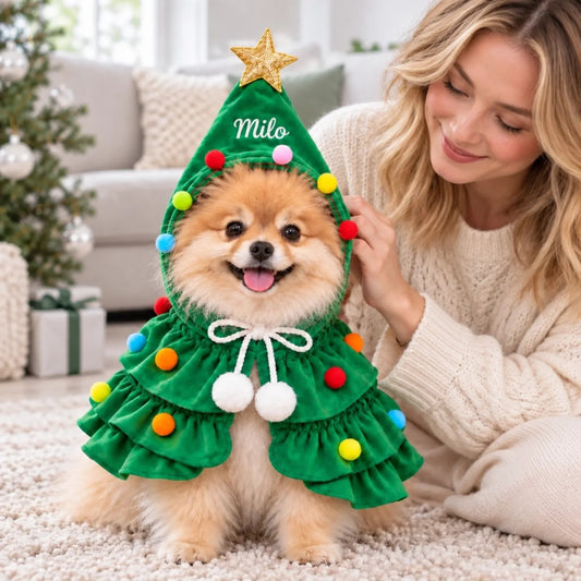 Christmas Gifts For Dogs, Cats, Pet Lovers - Personalized Pet Christmas Cape