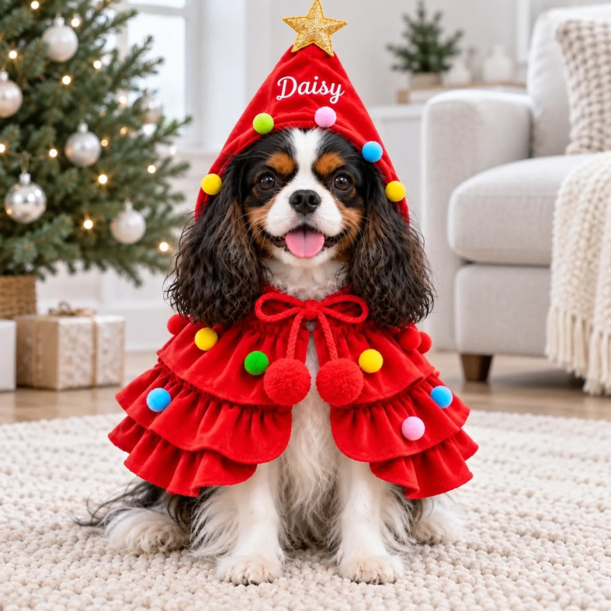 Christmas Gifts For Dogs, Cats, Pet Lovers - Personalized Pet Christmas Cape